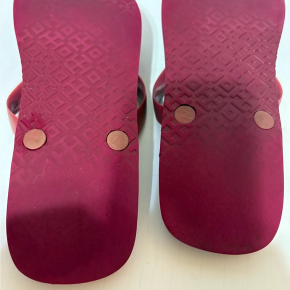 Tory Burch Red and Tan Flip Flops - Picture 8 of 8